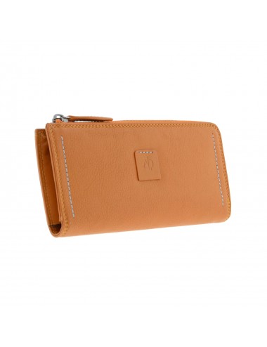 Women's leather wallet with zipper - Golden Oak