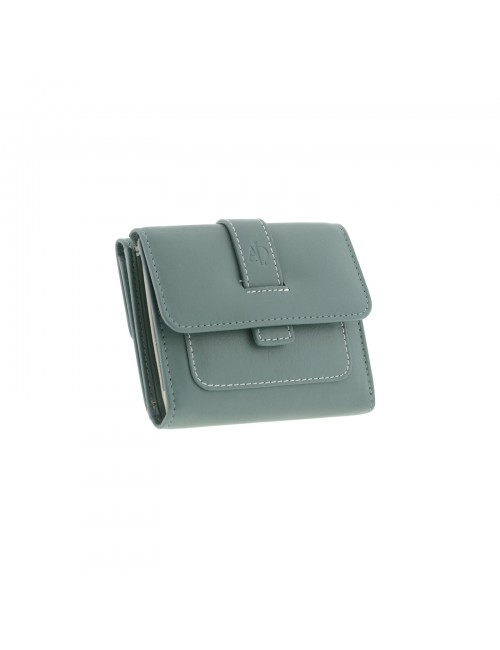 Small women's leather wallet with RFID - Balsam