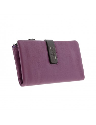 Women's soft wallet in large size leather - Purple