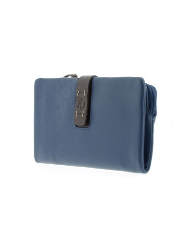 Women's soft wallet in large size leather - Navy
