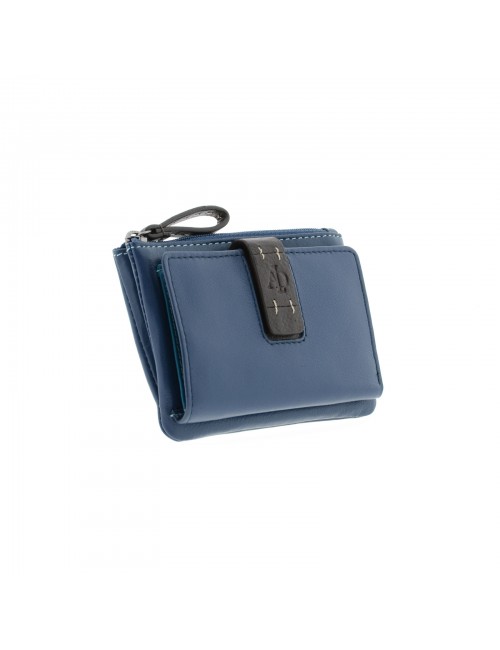 Small women's wallet in extra soft leather - Navy