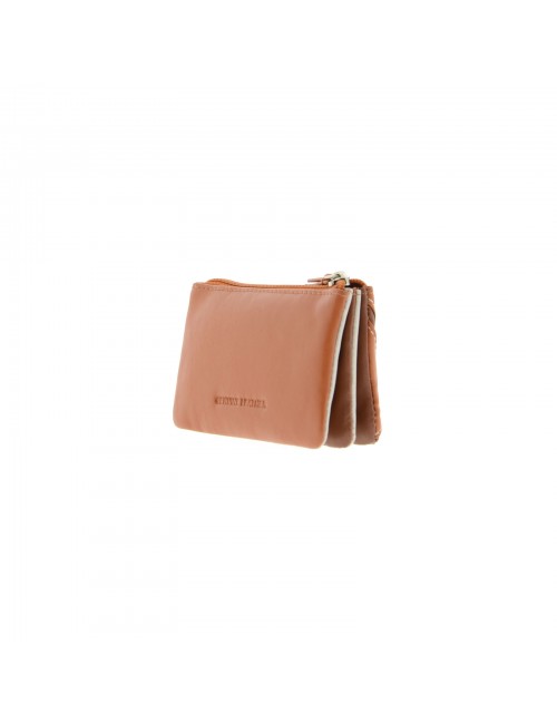 Women's leather wallet with RFID - Tan