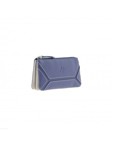 Women's leather wallet with RFID - Cobalt
