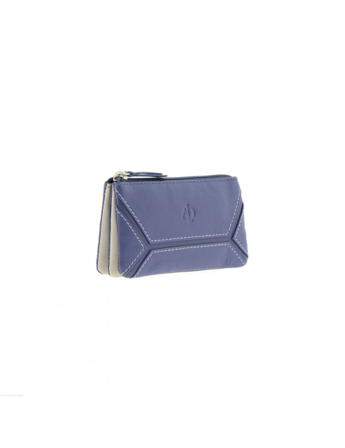 Women's leather wallet with RFID - Cobalt