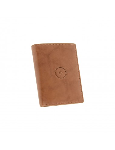 Natural leather men's wallet with pocket and RFID