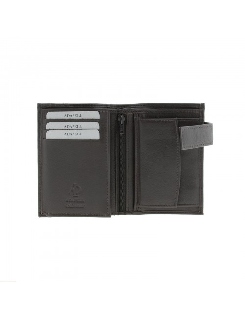 Man's leather wallet with button and RFID