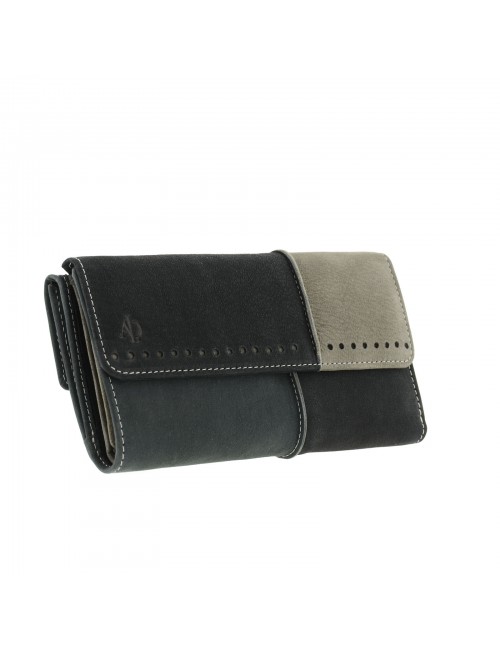 Large woman's leather wallet multicolor RFID black