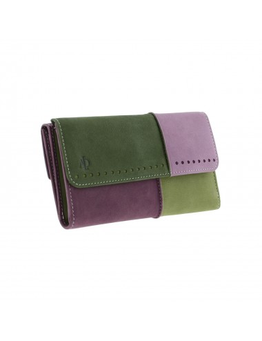 Large woman's leather wallet multicolor RFID black