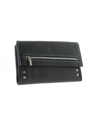 Large woman's wallet in super soft leather - Black
