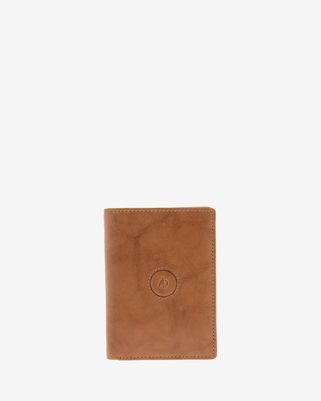 Cartera de hombre de piel de vacuno natural en color cuero, vista frontal plana, referencia 1591-6