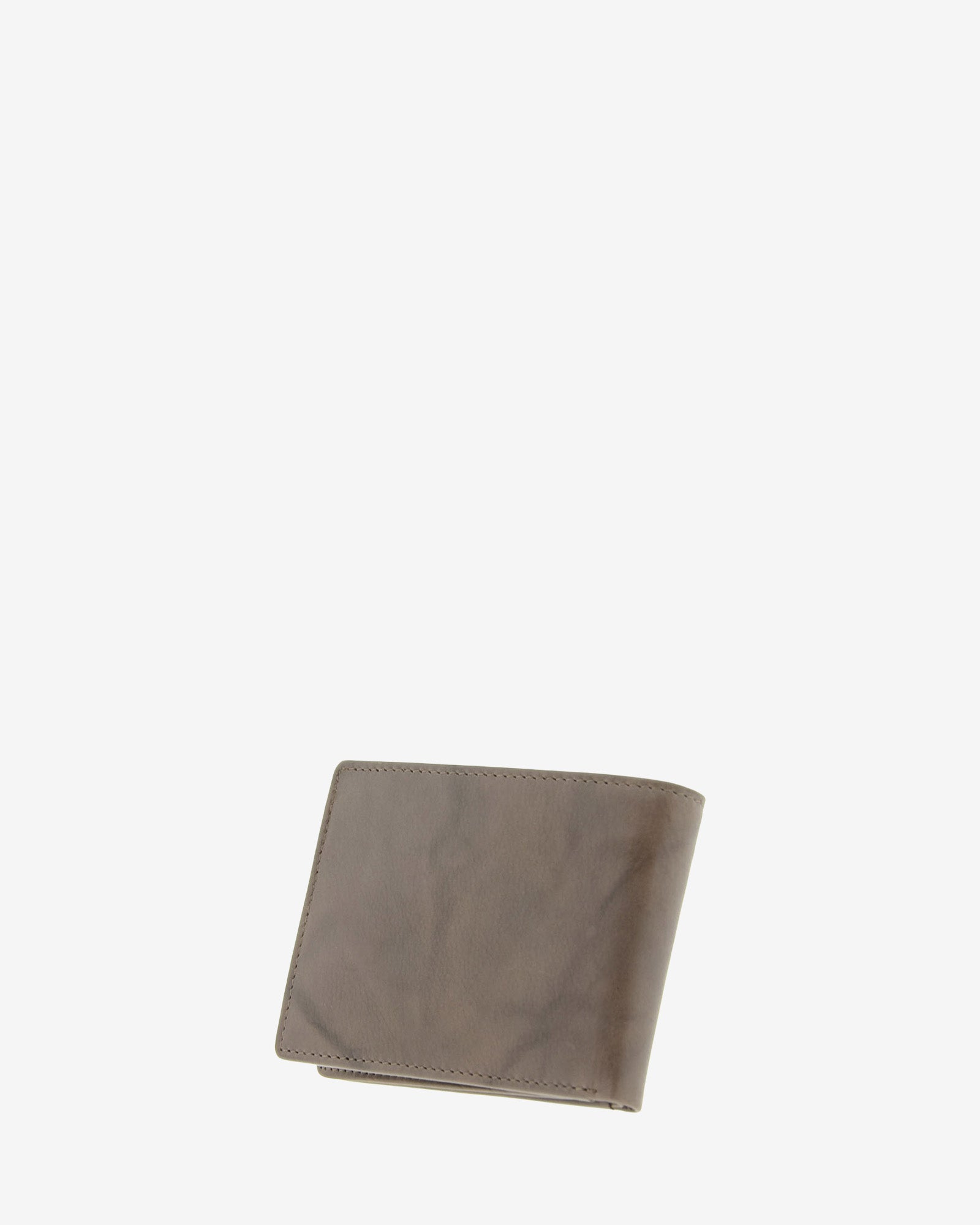 Cartera de hombre de piel de vacuno natural en color gris, de formato horizontal, vista trasera, referencia 1593-11