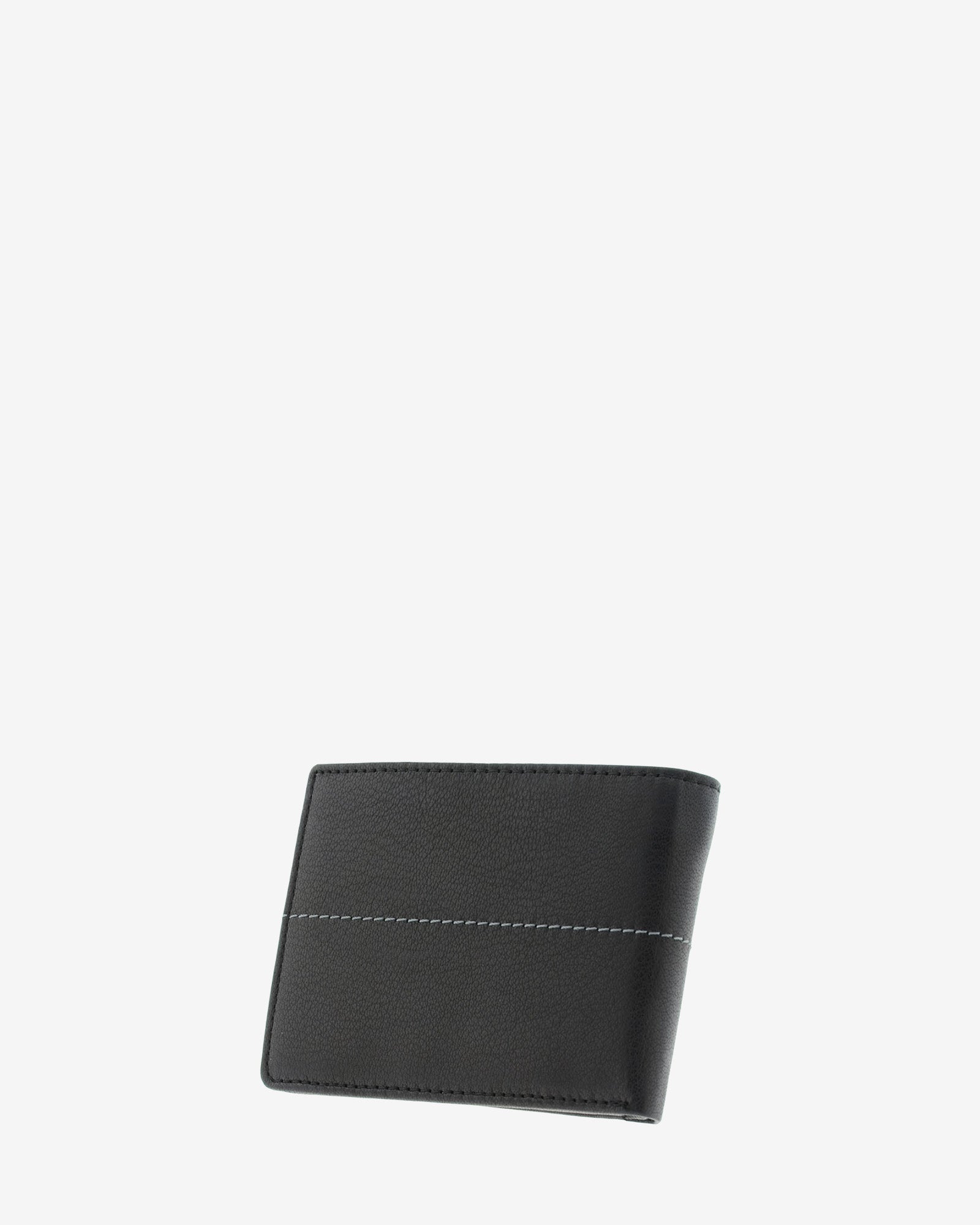 Cartera de hombre de piel genuina en color negro, de formato horizontal, vista trasera, referencia 1598-1