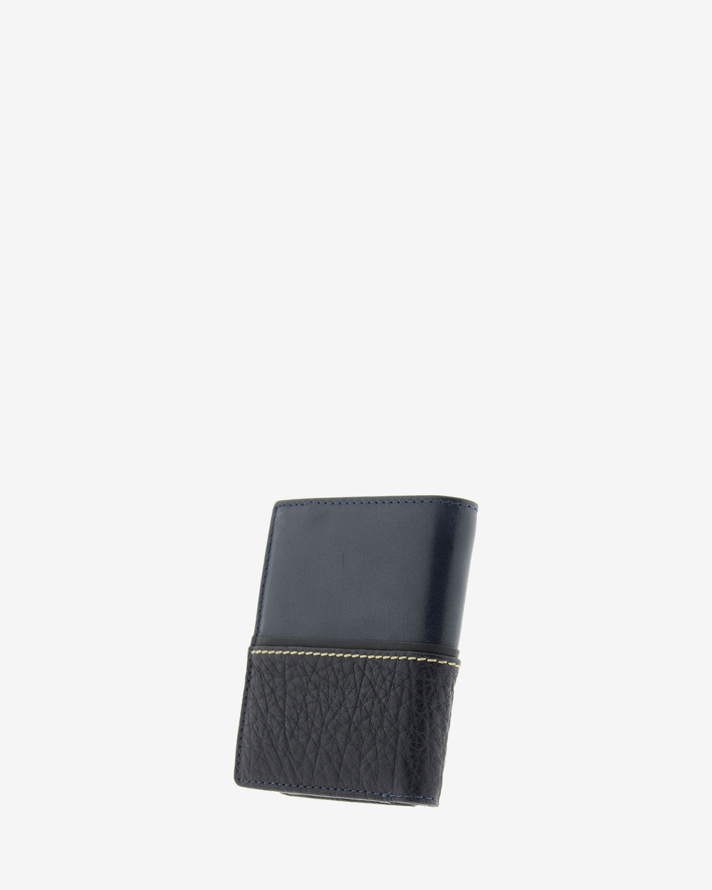 Cartera de hombre colección Rancho en piel rústica de color marino, parte trasera con costura horizontal decorativa. Ref. 1606-20