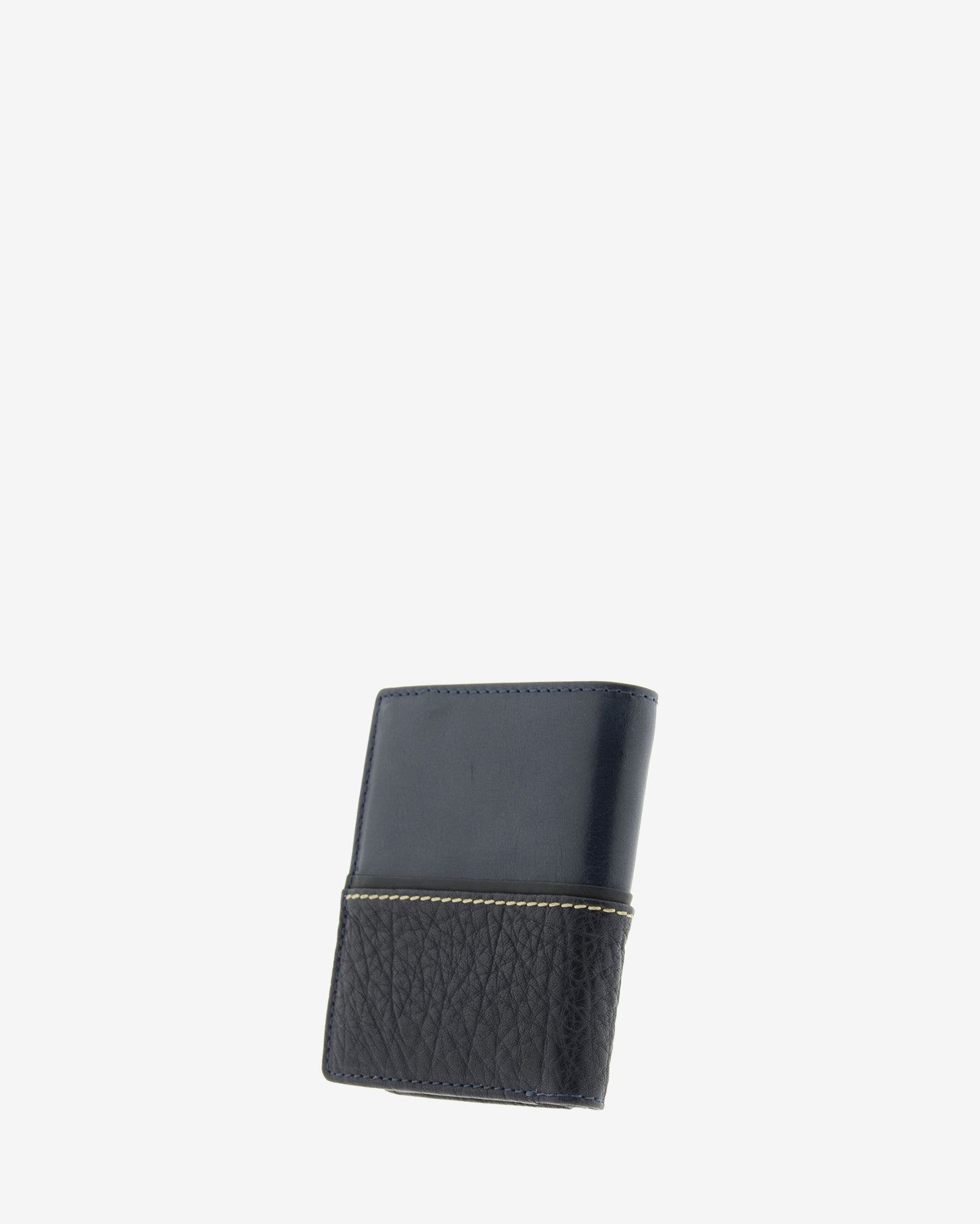 Cartera de hombre colección Rancho en piel rústica de color marino, parte trasera con costura horizontal decorativa. Ref. 1606-20