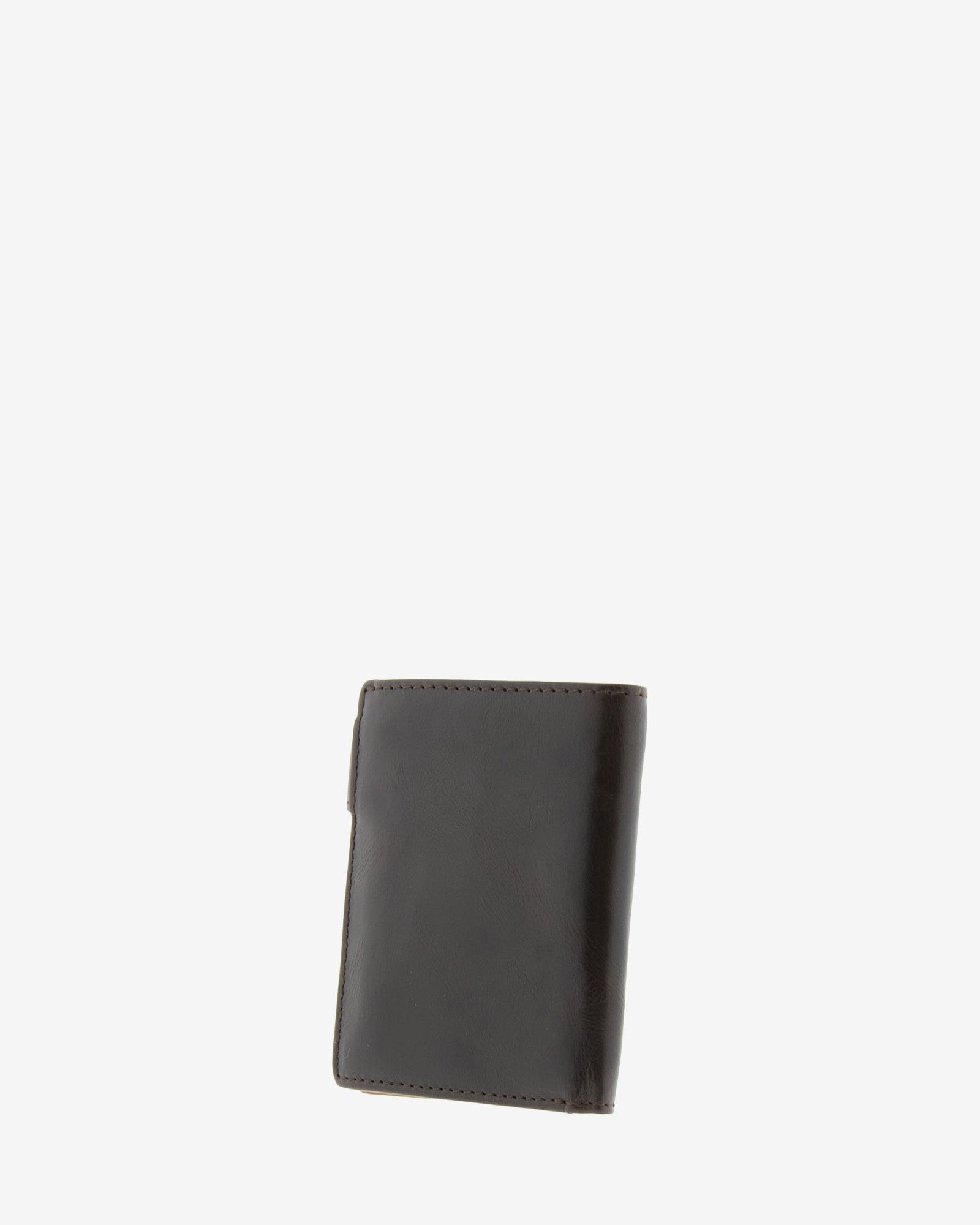 Cartera de hombre de piel genuina en colores marrón chocolate y cuero, vista trasera, referencia 1613-2