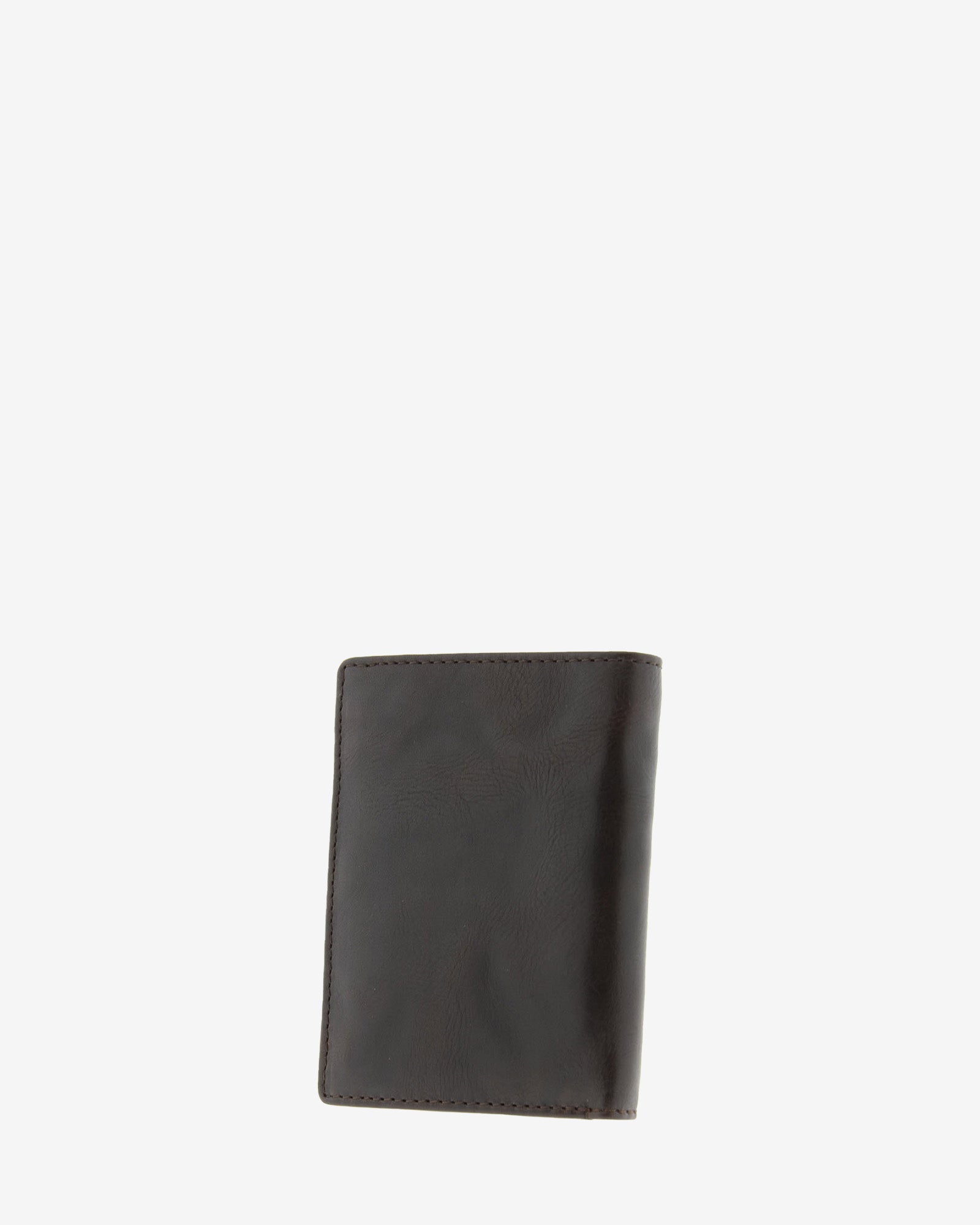 Cartera de hombre de piel genuina en colores marrón chocolate y cuero, vista trasera, referencia 1614-2