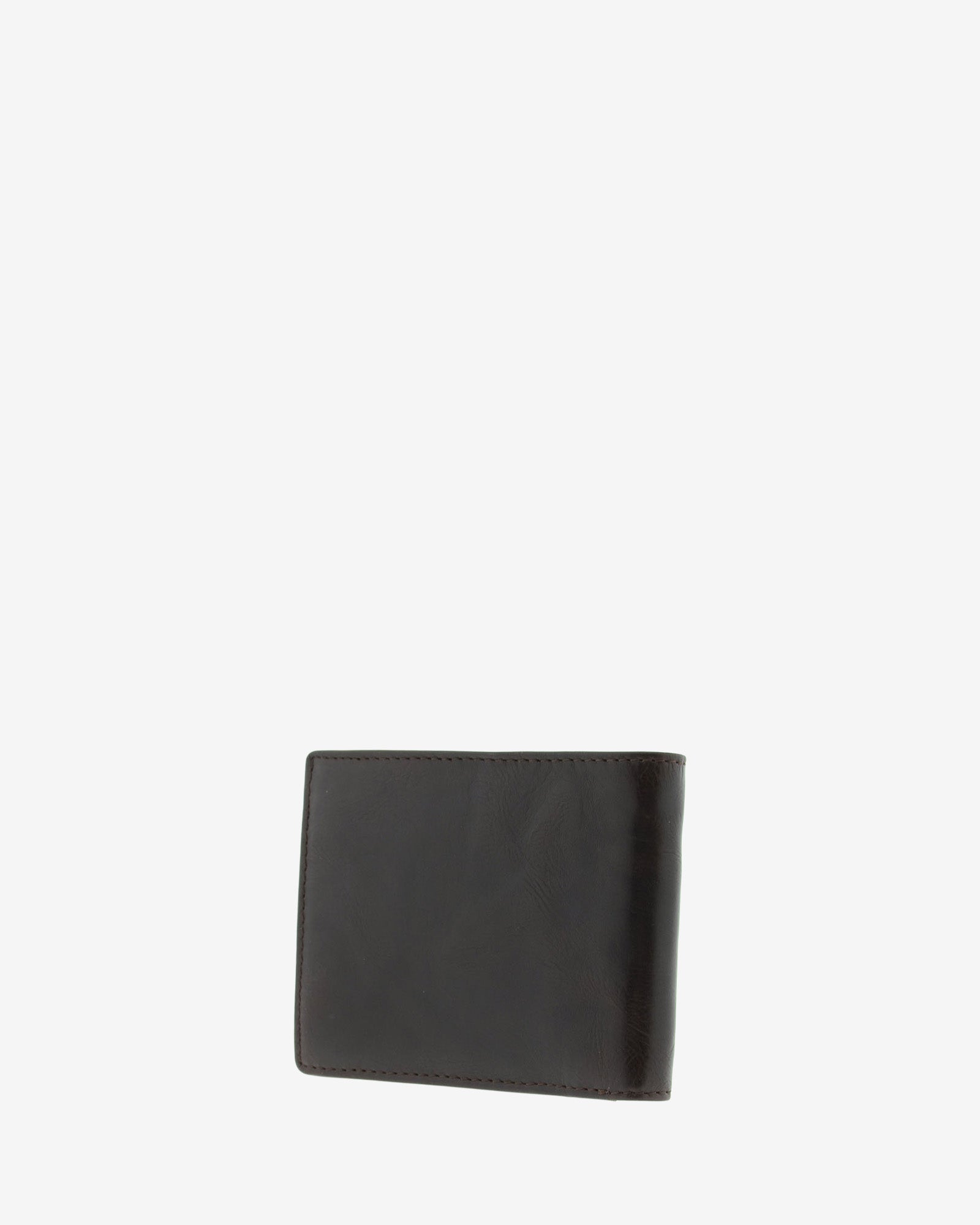 Cartera de hombre de piel genuina en colores marrón chocolate y cuero, vista trasera, referencia 1616-2