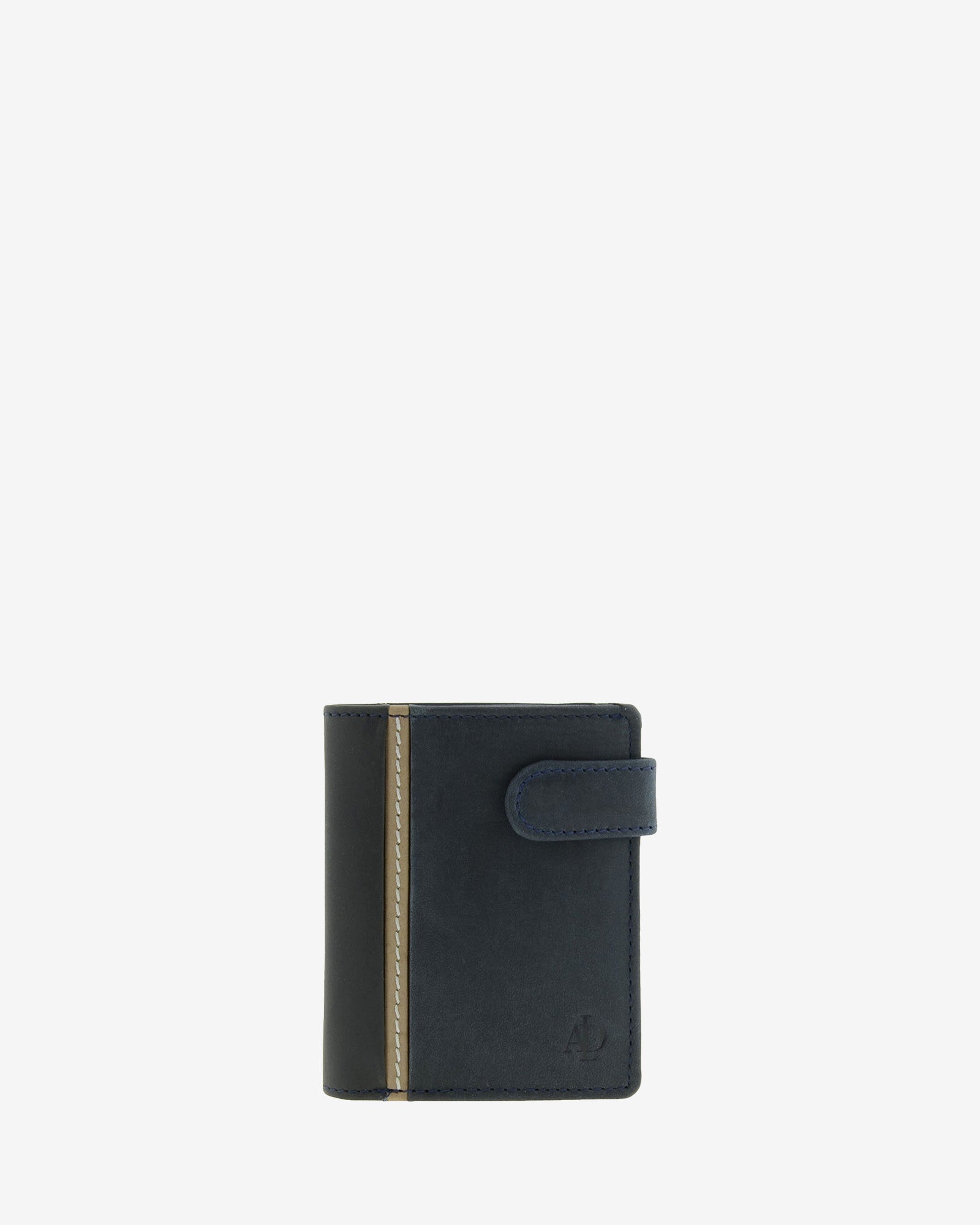 Cartera de piel auténtica colección Oxford para hombre en color azul marino con monedero y RFID - Vista frontal - Ref. 1640-20