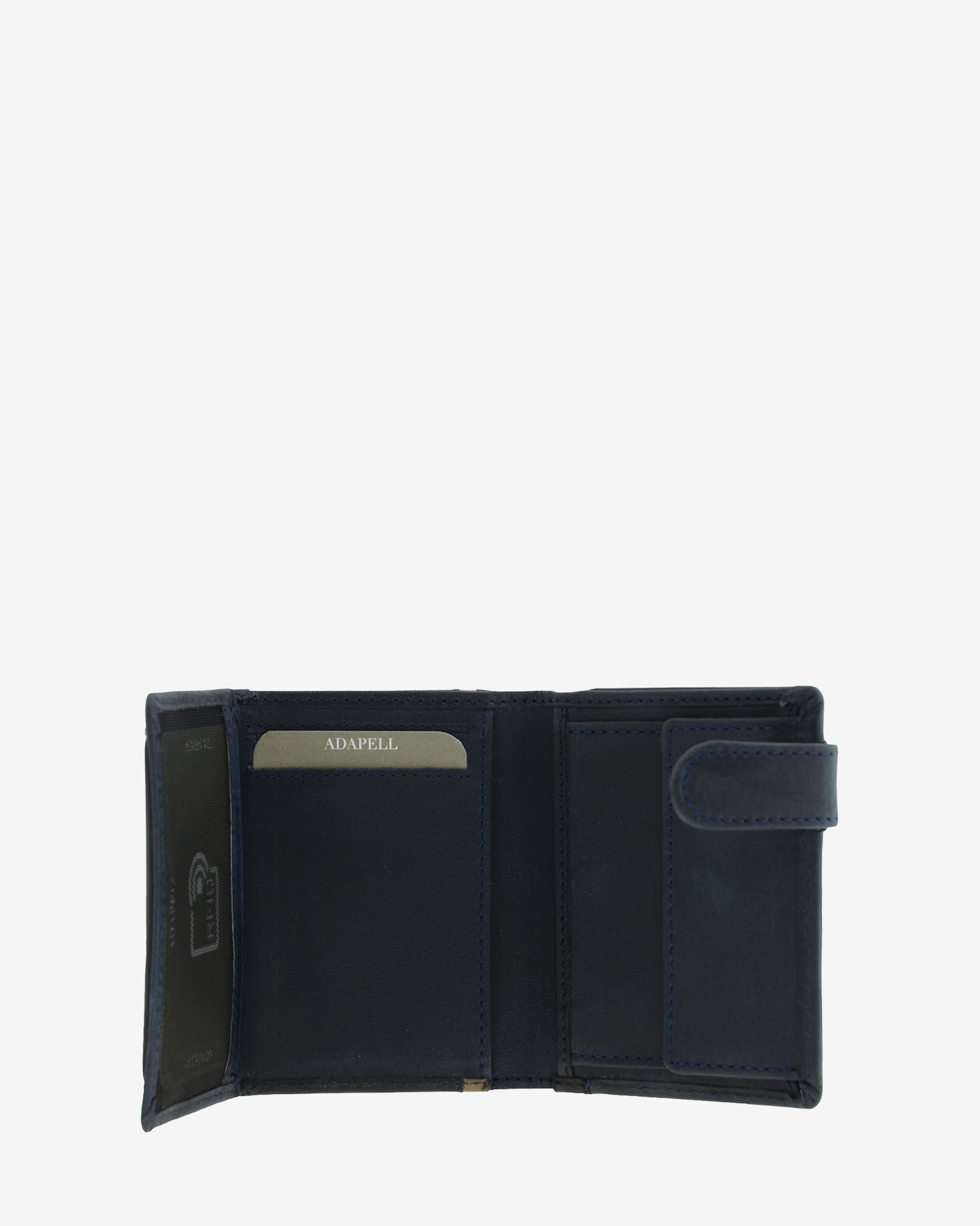 Cartera de piel auténtica colección Oxford para hombre en color azul marino con monedero y RFID - Vista interior completa - Ref. 1640-20