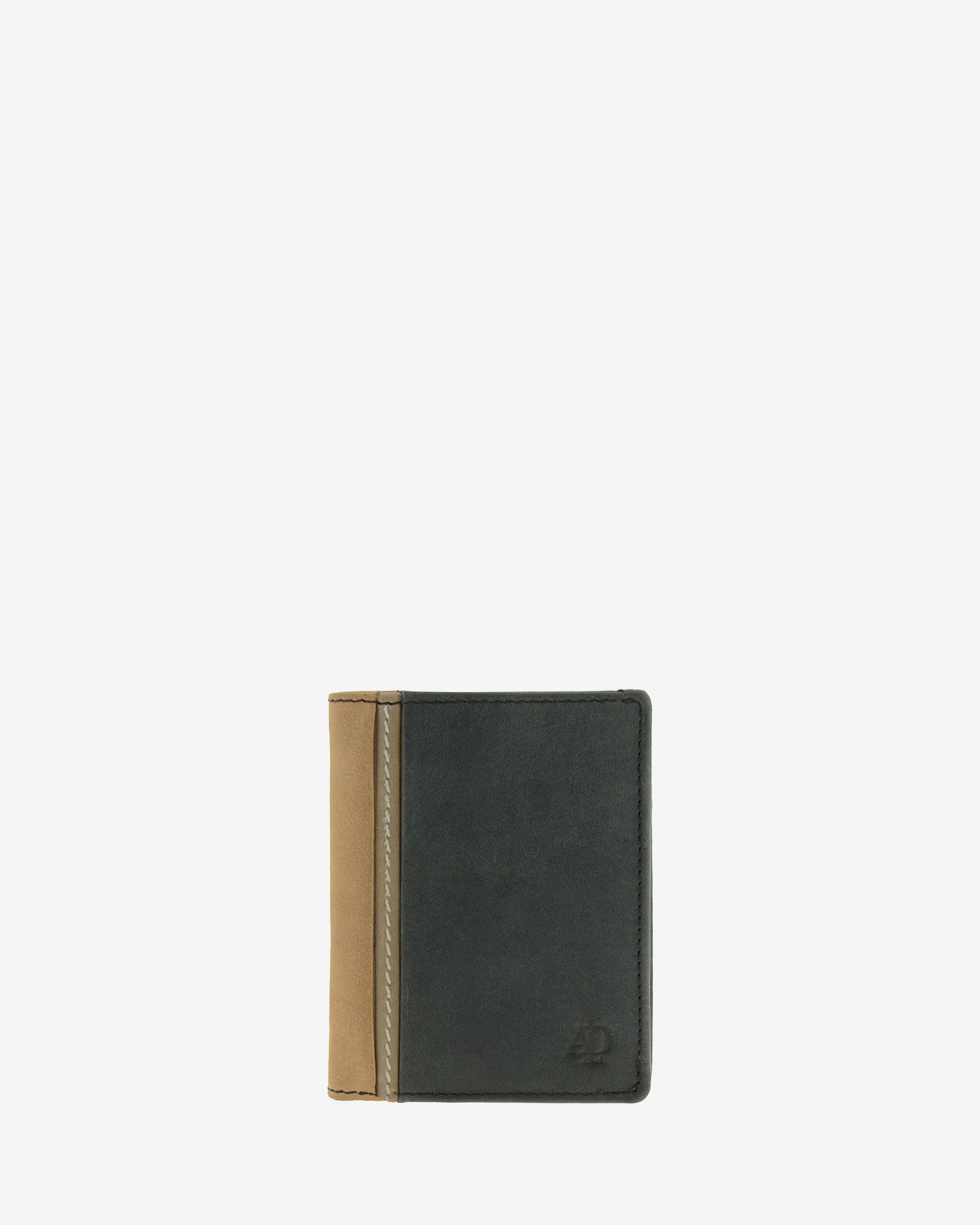 Cartera de piel auténtica colección Oxford para hombre color negro y cuero con RFID Vista frontal – Ref. 1641-1