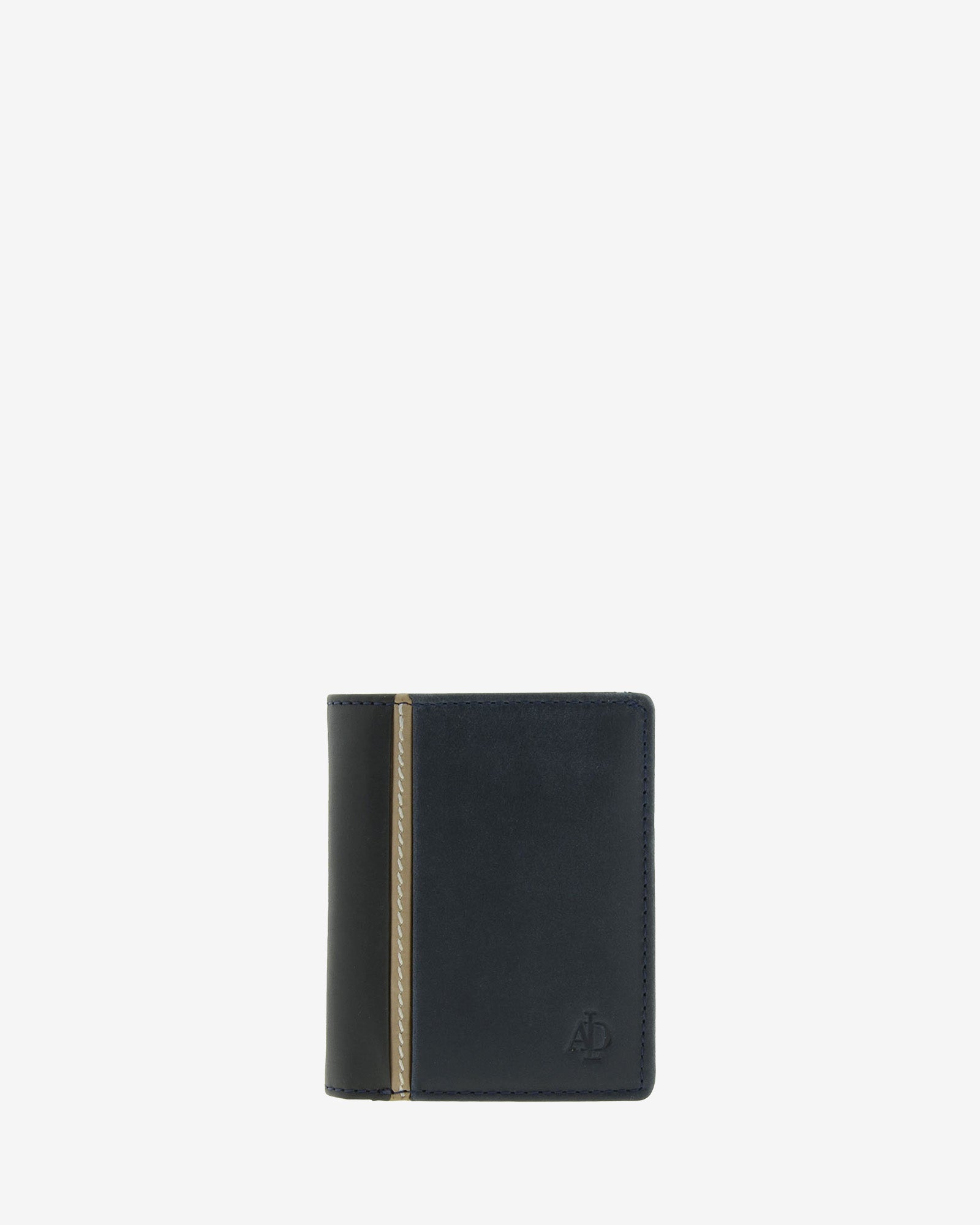 Cartera de piel auténtica colección Oxford para hombre en color marino y negro con RFID - Vista frontal - Ref. 1641-20