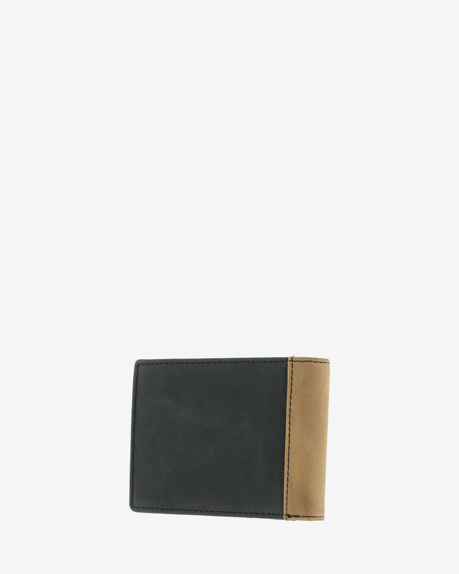 Cartera de hombre de piel genuina en color negro con marrón claro, vista trasera, referencia 1643-1