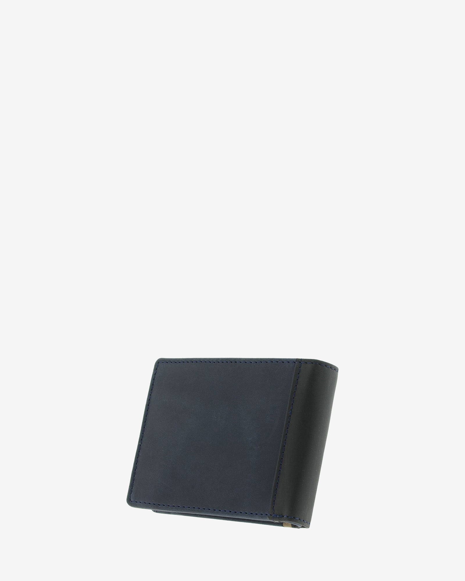 Cartera de hombre de piel genuina en color marino con negro, vista trasera, referencia 1643-20