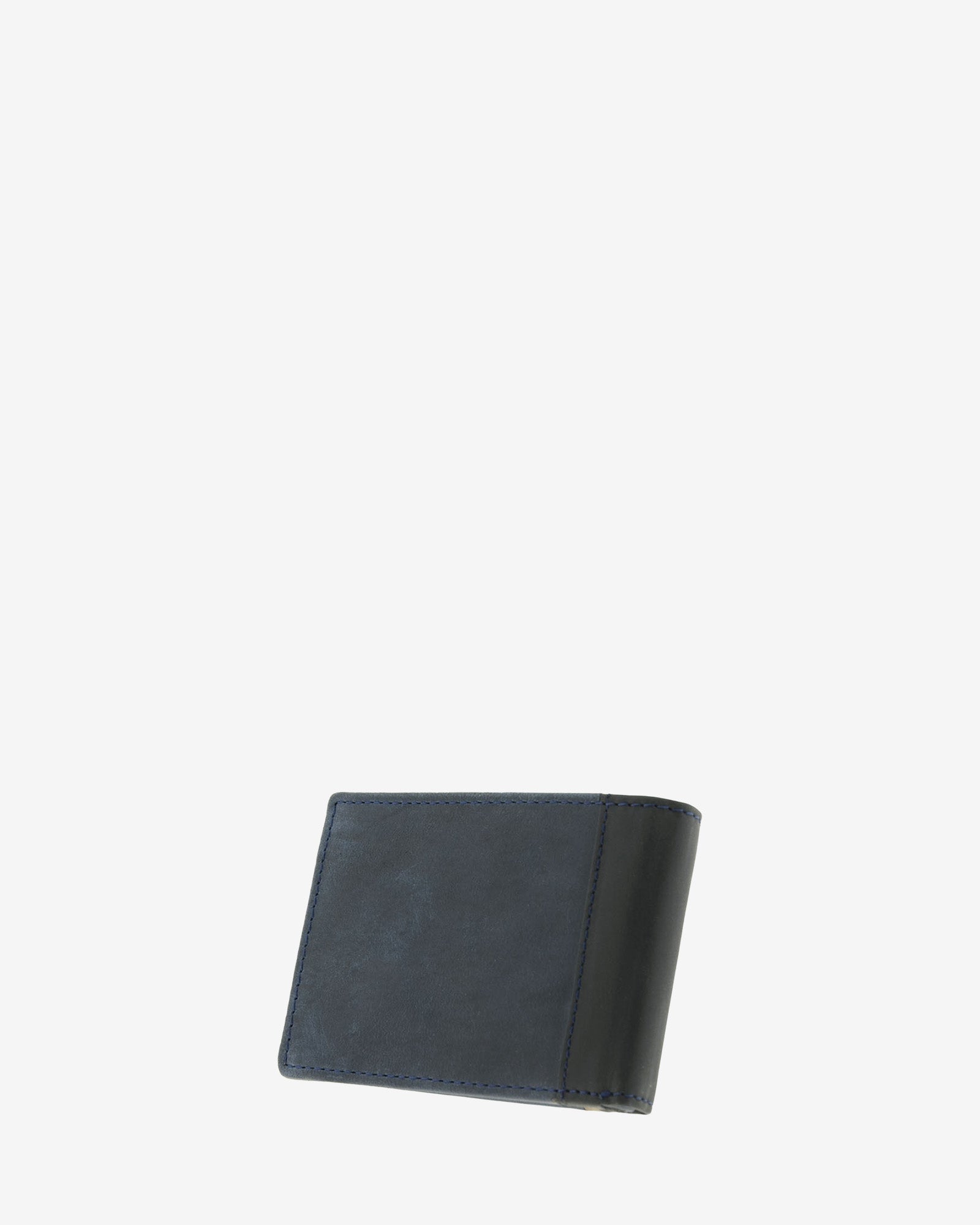 Cartera de hombre pequeña de piel genuina en color marino con negro, vista trasera, referencia 1644-20