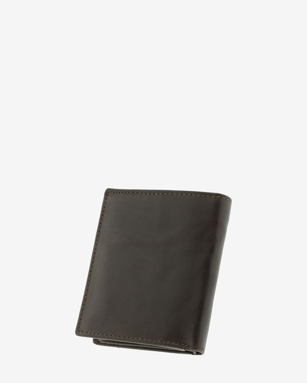 Cartera de hombre de piel genuina en color marrón con costura a contraste, vista trasera, referencia 1645-2