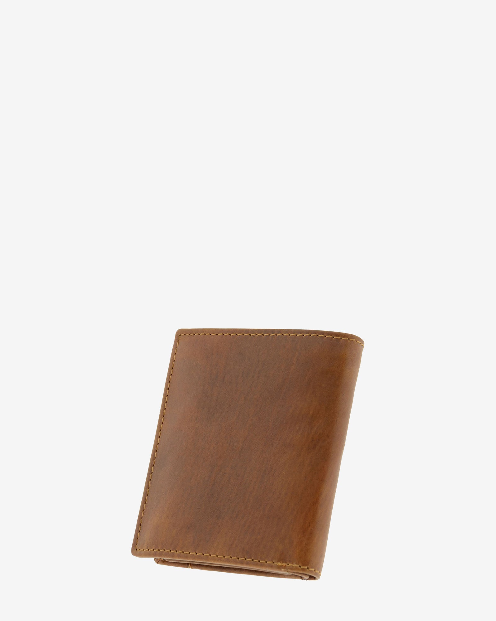 Cartera de hombre de piel genuina en color cuero, vista trasera, referencia 1645-6
