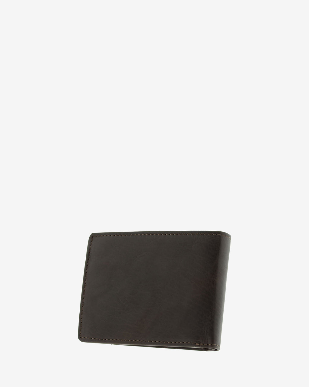 Cartera de hombre de piel genuina en color marrón con costura a contraste, vista trasera, referencia 1647-2