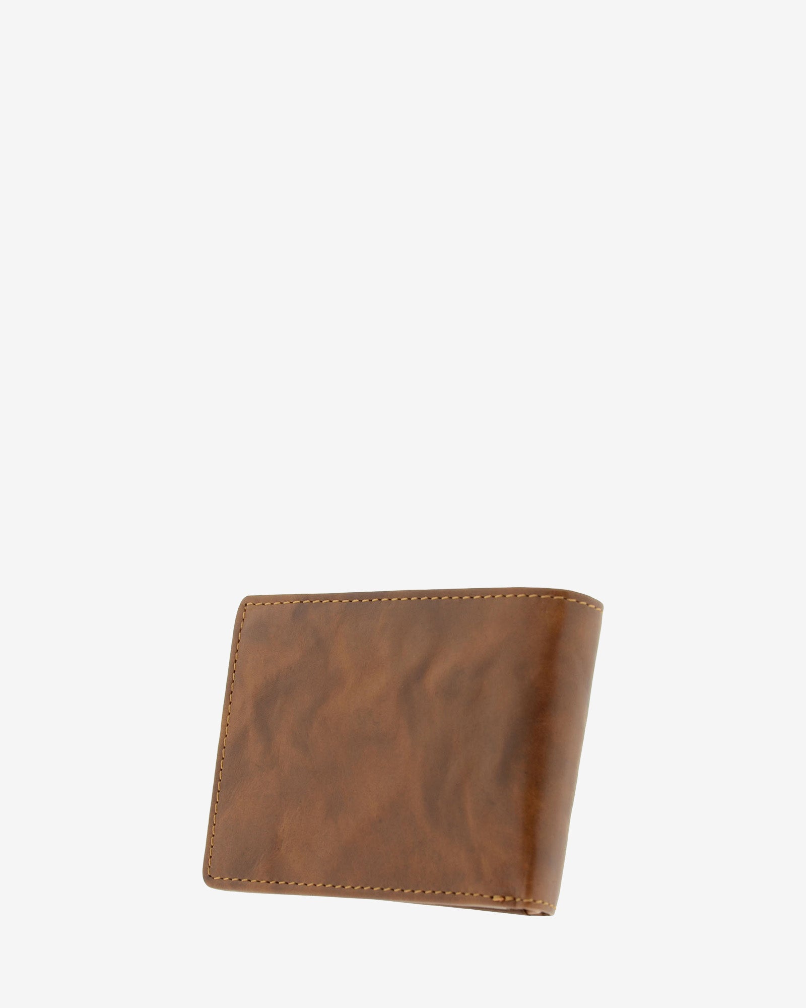 Cartera de hombre pequeña de piel genuina en color cuero, vista trasera, referencia 1648-6