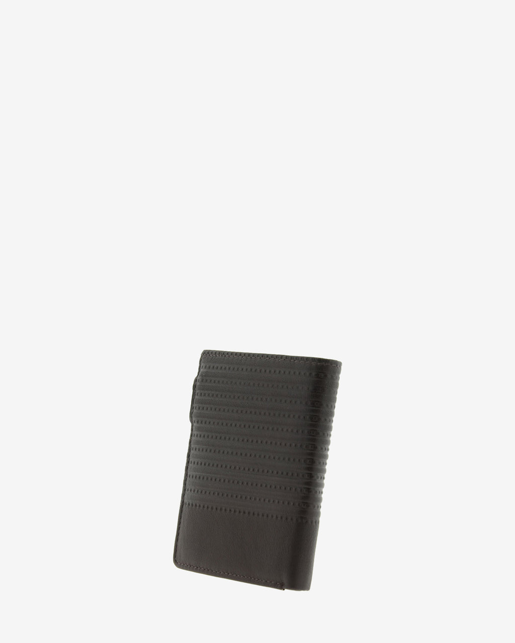Cartera de piel para hombre, formato vertical y ultrafino, con diseño de rayas horizontales, colección Race, color marrón, vista trasera, referencia 1650-2