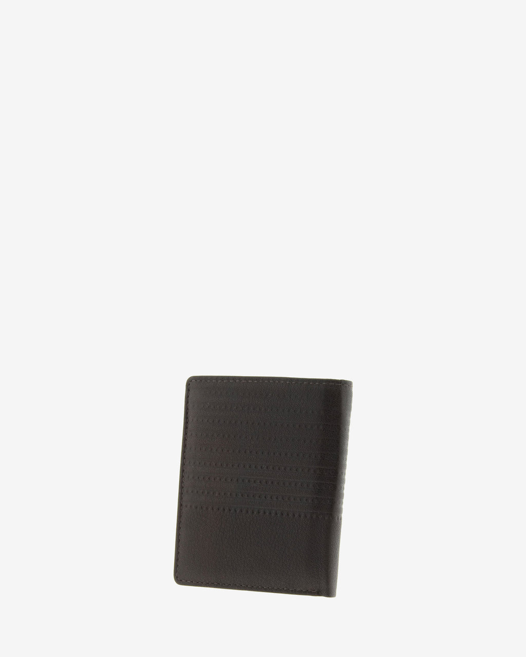 Cartera de piel para hombre, formato vertical y ultrafino, con diseño de rayas horizontales, colección Race, color marrón, vista trasera, referencia 1651-2