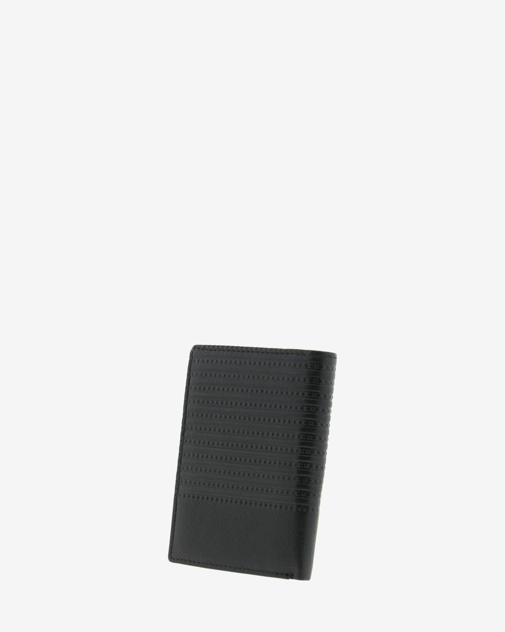 Cartera de piel para hombre, formato vertical y ultrafino, con diseño de rayas horizontales, colección Race, color negro, vista lateral, referencia 1652-1referencia 1652-1