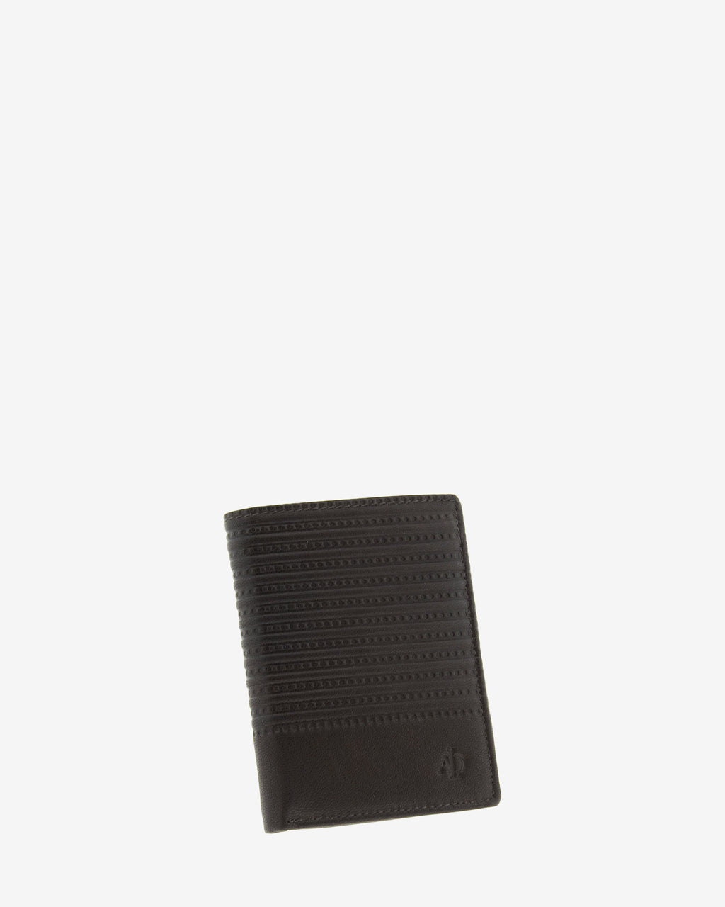 Cartera de piel para hombre, formato vertical y ultrafino, con diseño de rayas horizontales, colección Race, color negro, vista frontal, referencia 1652-1