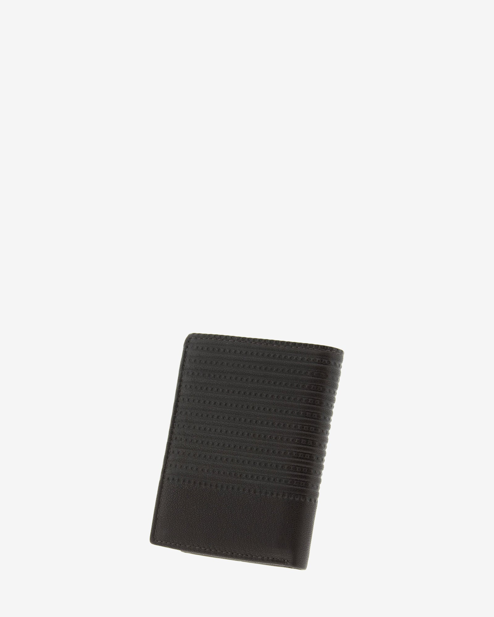 Cartera de piel para hombre, formato vertical y ultrafino, con diseño de rayas horizontales, colección Race, color marrón chocolate, vista trasera, referencia 1652-2