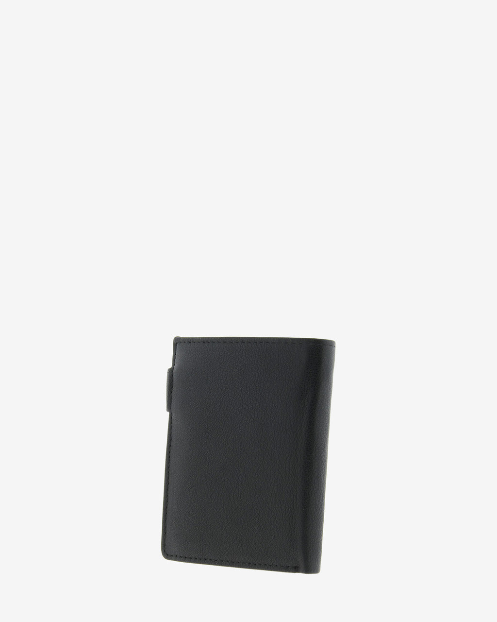 Cartera de hombre Maxwell Slim en piel negra, parte trasera lisa sin adornos.
