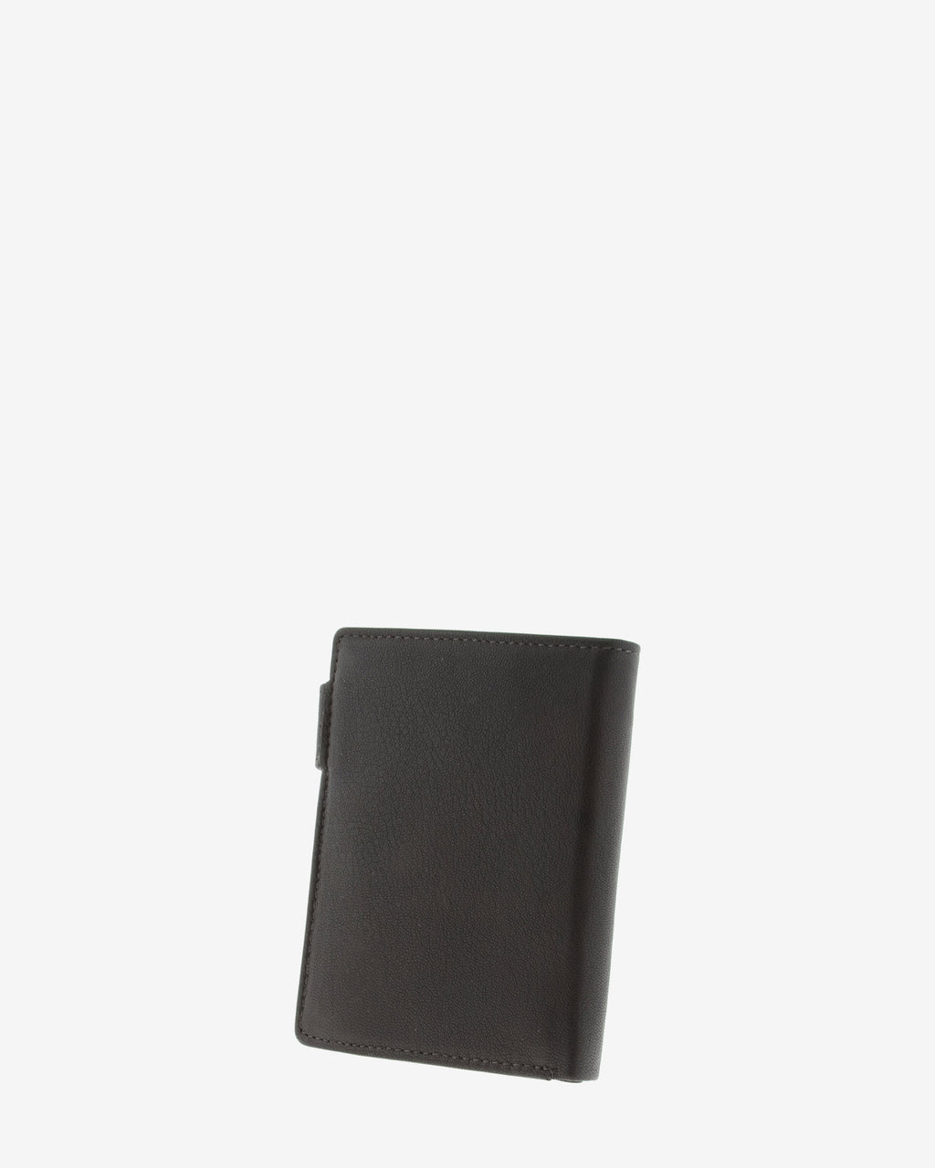 Cartera de hombre Maxwell Slim en piel marrón, parte trasera lisa sin adornos.