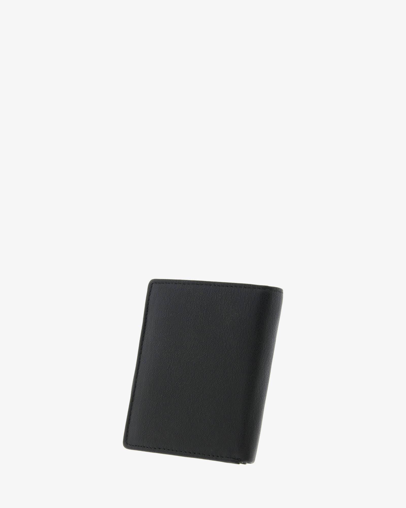 Cartera de hombre Maxwell Slim ultrafina en piel negra, parte trasera lisa sin adornos.