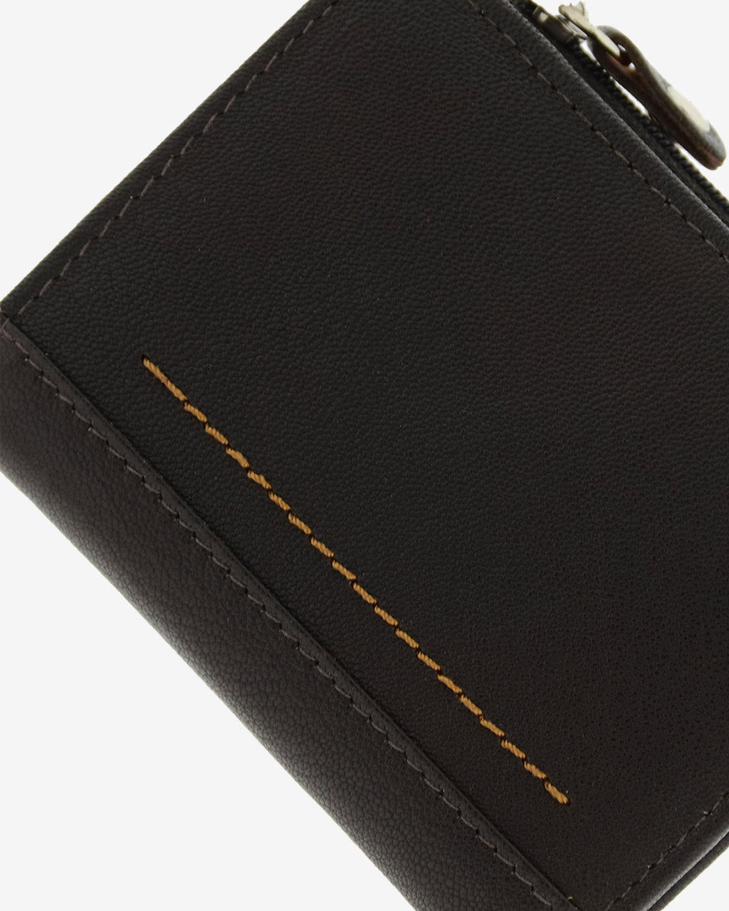 Cartera de hombre en piel genuina de color marrón, detalle de piel, costura y acabados, referencia 1659-2