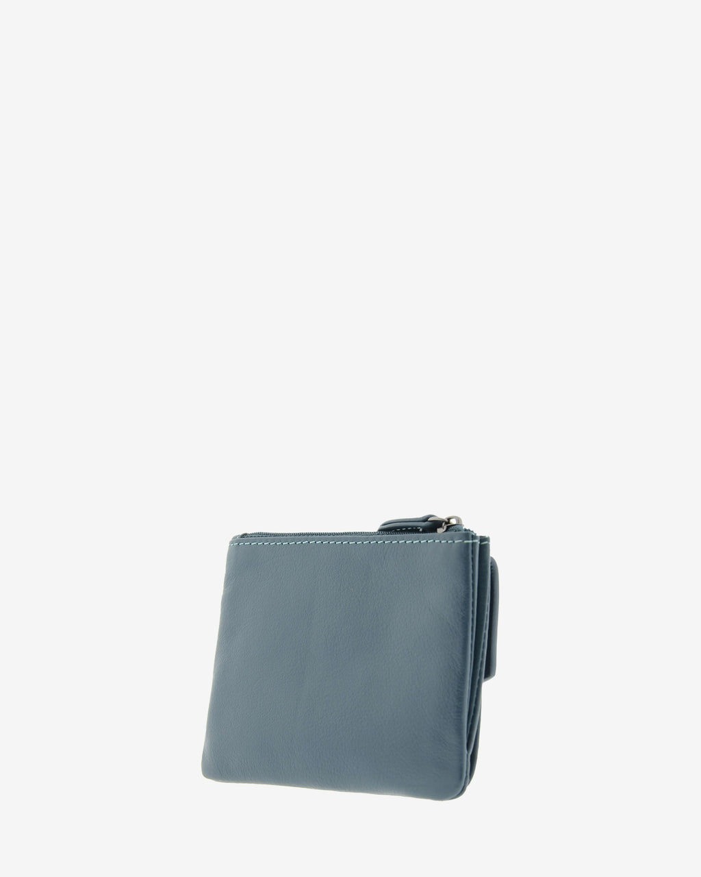Cartera de mujer pequeña de piel de napa extra suave en color bosque, vista trasera de monedero exterior con cremallera, referencia 4160-5