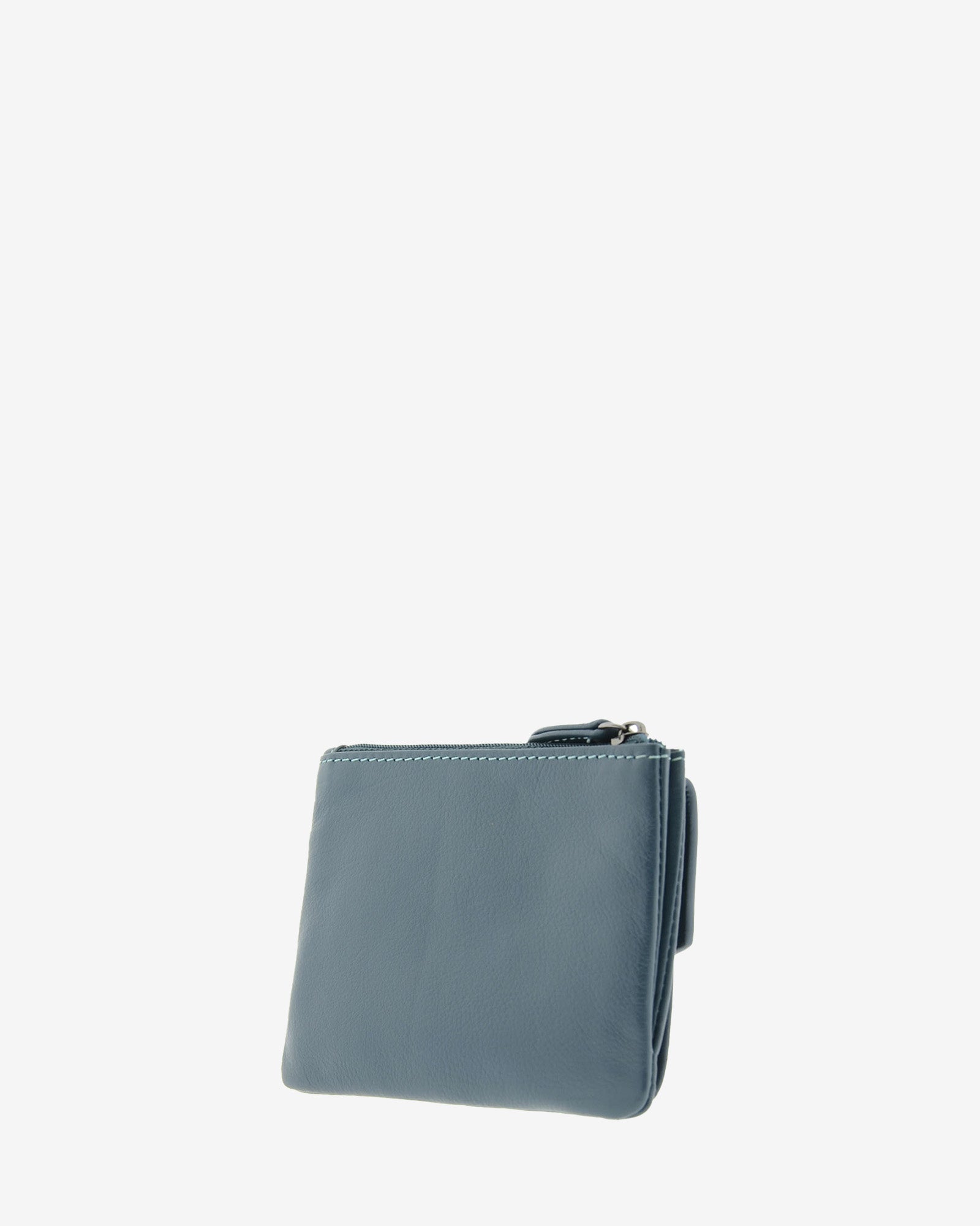 Cartera de mujer pequeña de piel de napa extra suave en color bosque, vista trasera de monedero exterior con cremallera, referencia 4160-5