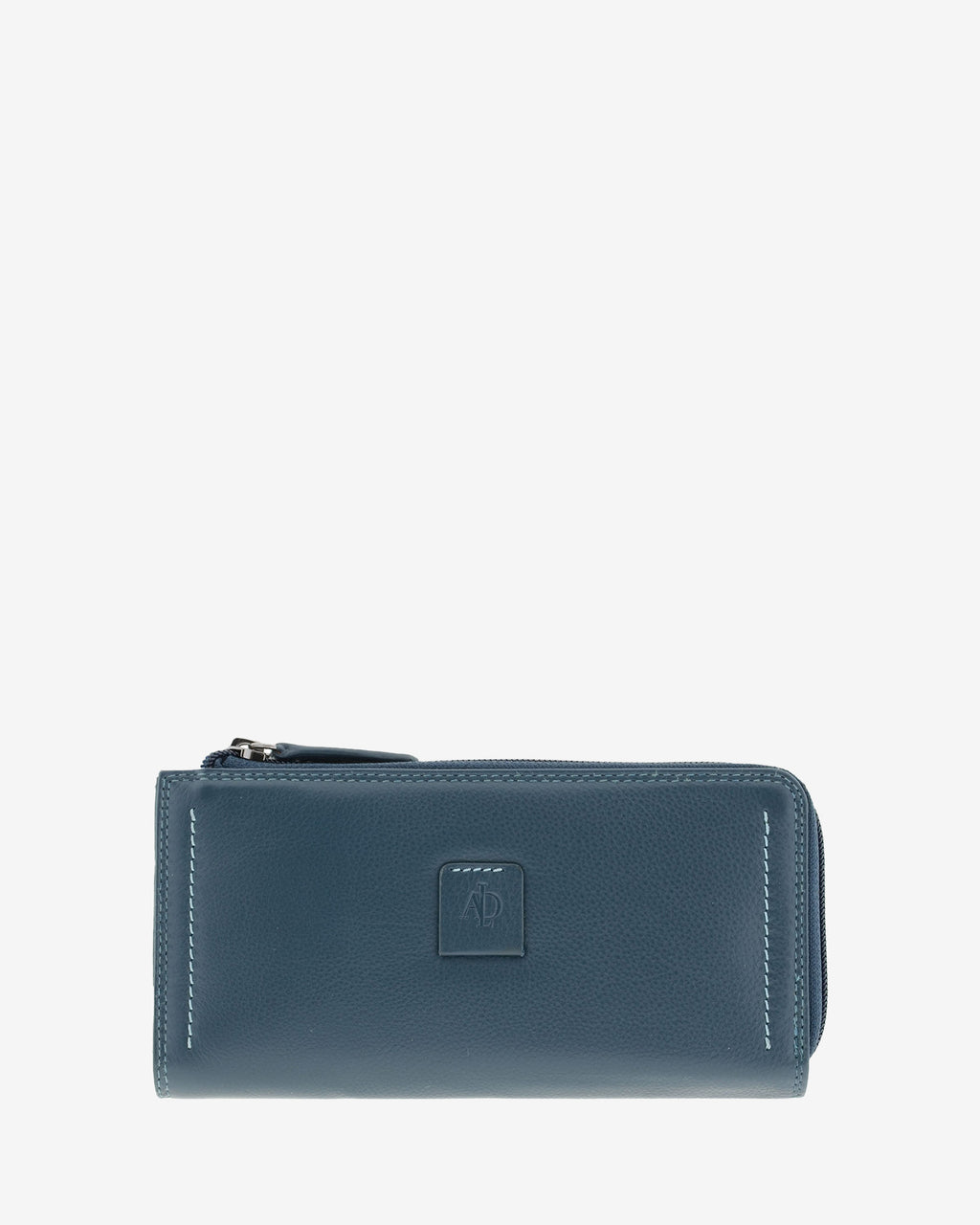 Cartera de mujer grande de piel de napa extra suave en color bosque, con cierre de cremallera, vista frontal, referencia 4161-5