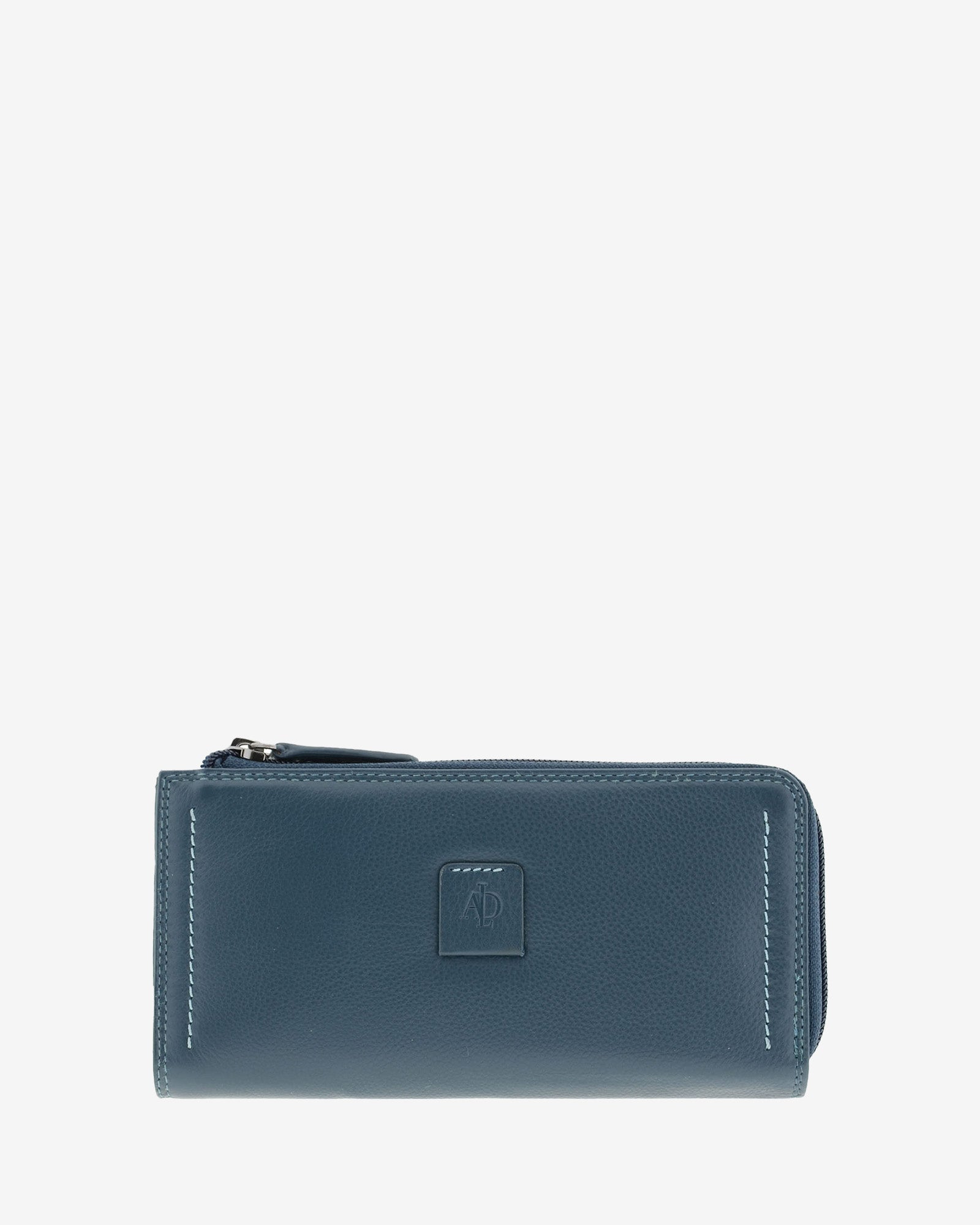 Cartera de mujer grande de piel de napa extra suave en color bosque, con cierre de cremallera, vista frontal, referencia 4161-5