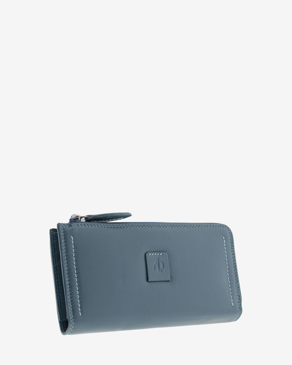 Cartera de mujer grande de piel de napa extra suave en color bosque, con cierre de cremallera, vista frontal, referencia 4161-5