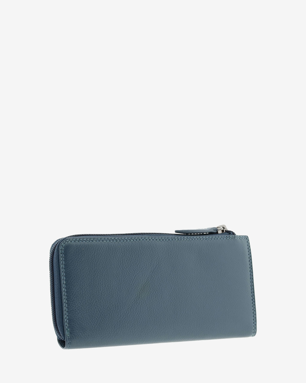 Cartera de mujer grande de piel de napa extra suave en color bosque, vista trasera  exterior con cremallera, referencia 4161-5