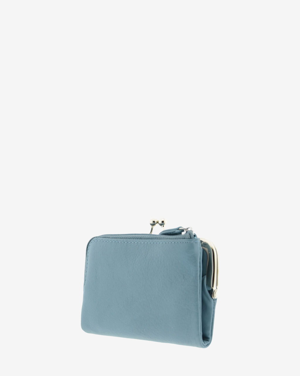 Cartera de piel Napa de color mar, vista trasera mostrando compartimento exterior con cremallera, referencia 8069-16