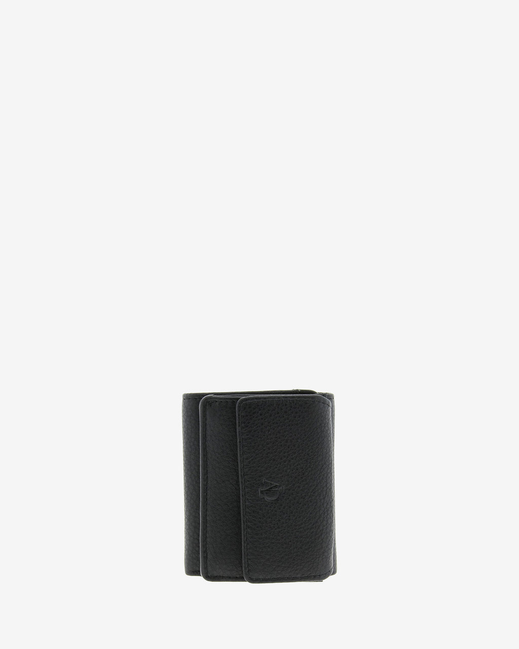 Cartera de piel Napa, pequeña y compacta de color negro, vista frontal plana, referencia 8071-1
