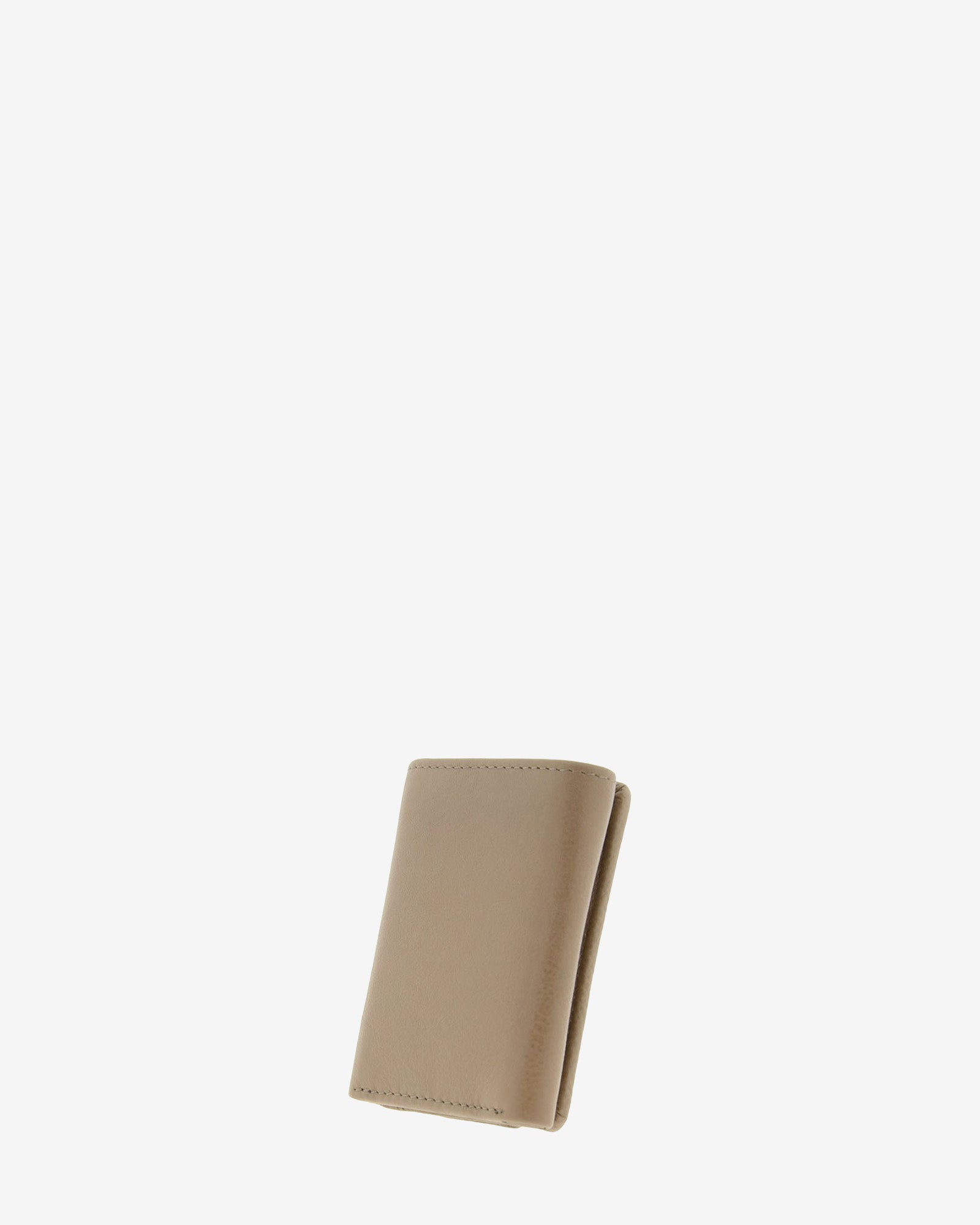 Cartera pequeña compacta de piel Napa de color topo, vista trasera, referencia 8071-12